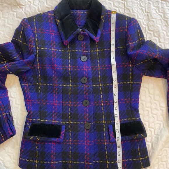 Kasper Company and ASL Electric Blue 100% Wool Plaid Blazer Women's Size 4P Warm - Picture 5 of 9